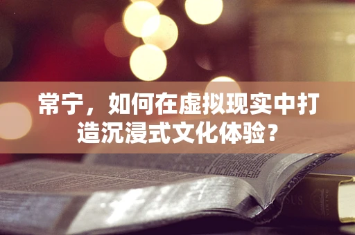 常宁，如何在虚拟现实中打造沉浸式文化体验？