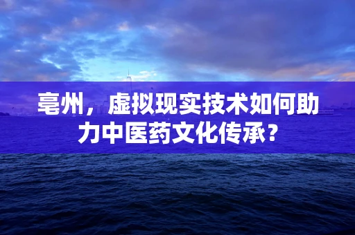 亳州，虚拟现实技术如何助力中医药文化传承？